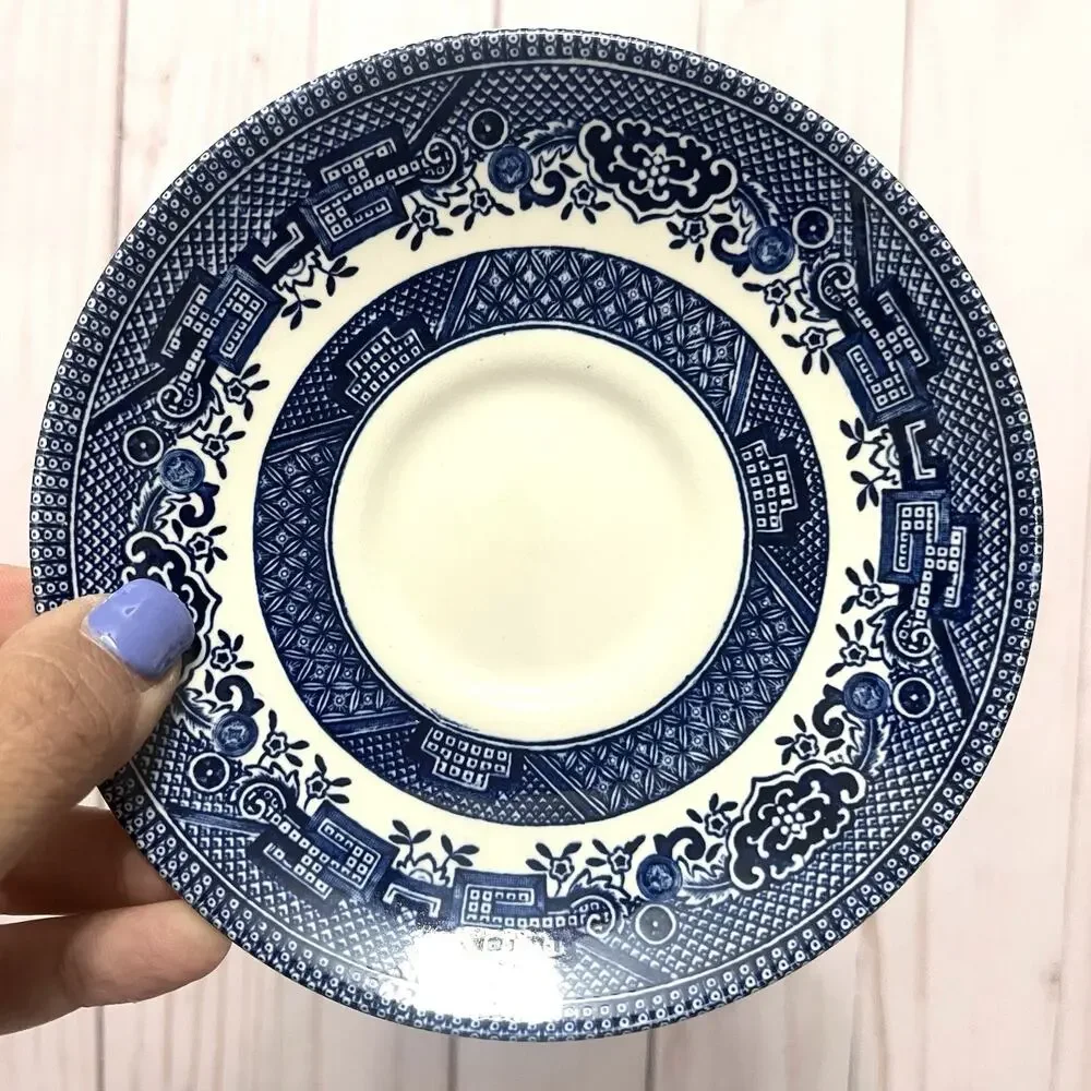 VTG Set 5 Churchill Blue Willow Coffee Tea Cups and Saucers Made in England MCM